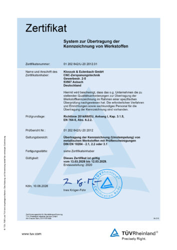 ISO Zertifikat